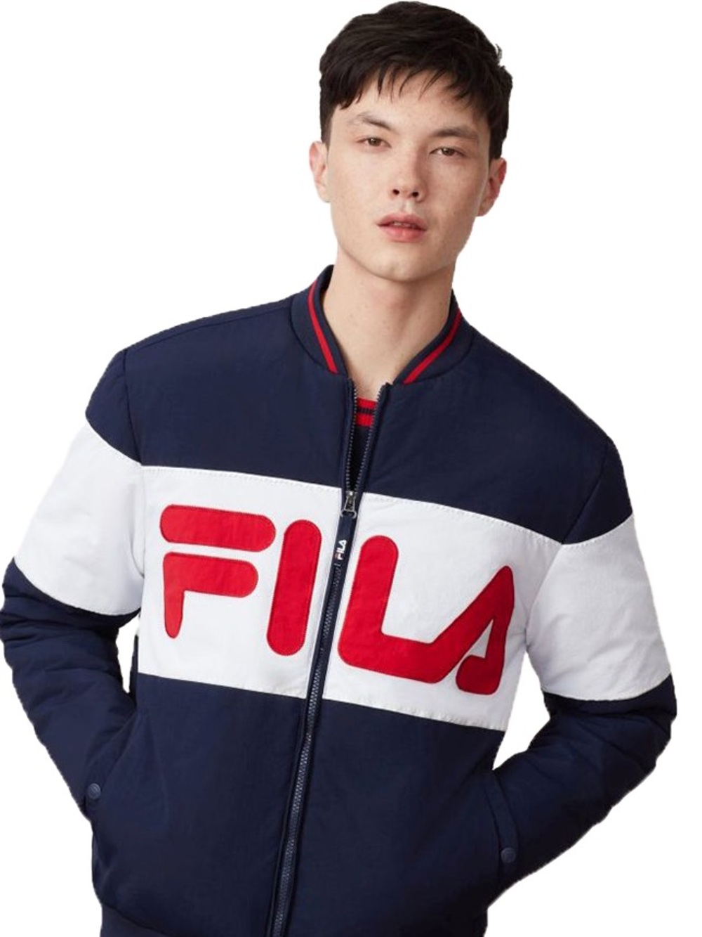 Fila Navy, White & Red Colorblock Bomber Jacket